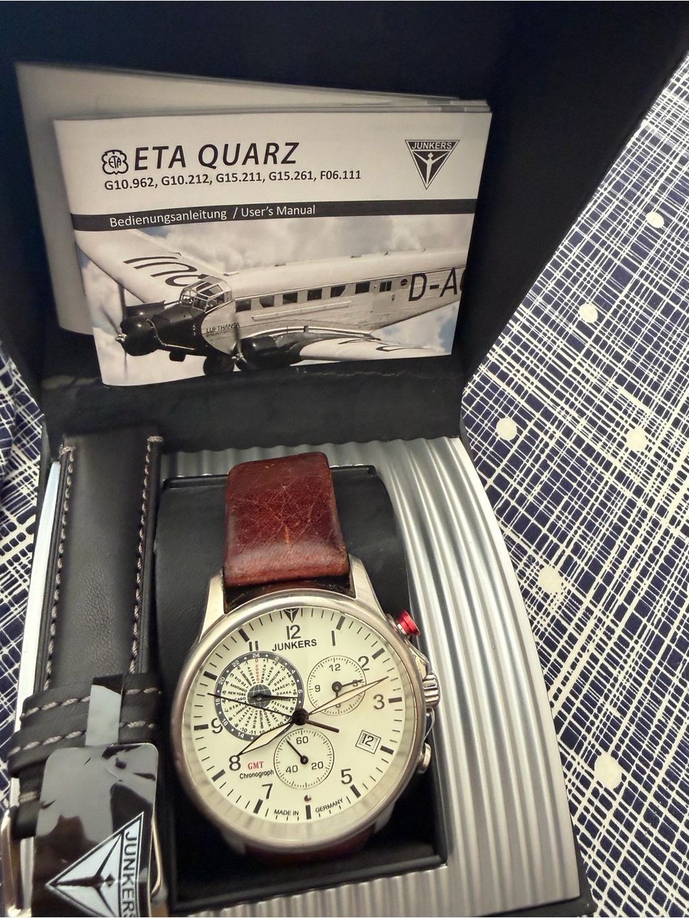 Junkers Men’s Brown Leather Strap Chronograph Watch with Cream Dial